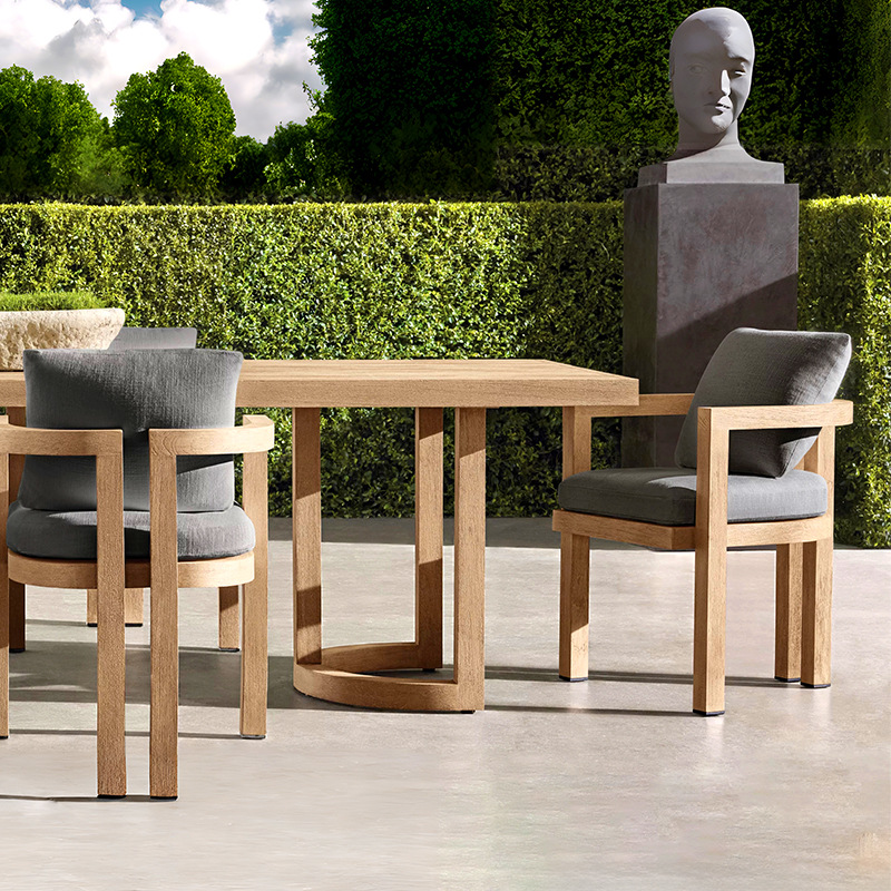 Mesa y silla de madera sólida al aire libre patio villa al aire libre anticorrosión teca ocio jardín al aire libre combinación de muebles impermeables y protectores solares