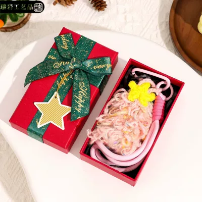 Christmas tree small gifts — Car hanging - peach-pink-starry-tree-ornament-christmas-gift-box