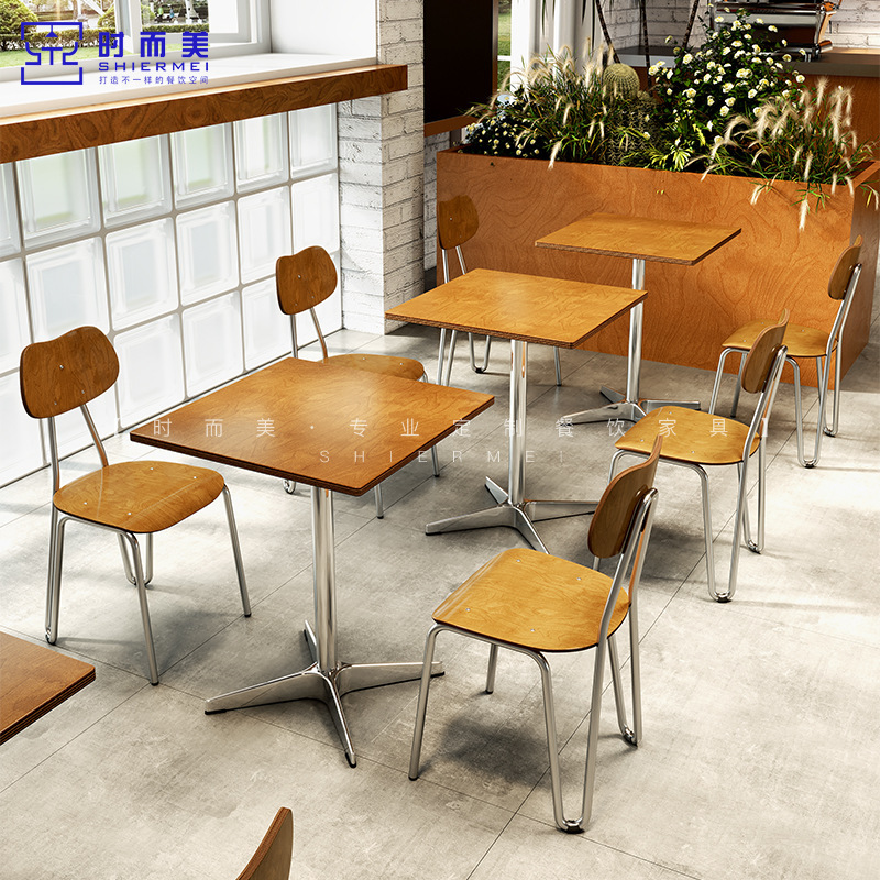 Internet Celebrity Mid-Century Style Cafe Milk Tea Dessert Shop Table and Chair Combination Korean Restaurant Snack Bar Ocean Board Small Square Table Internet Celebrity Mid-Century Style Cafe Milk Tea Dessert Shop Table and Chair Combination Korean Restaurant Snack Bar Ocean Board Small Square Table