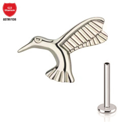 G23 titanium lip nail bird overall finely carved F136 titanium alloy body piercing jewelry ear drum nail ear stud earrings