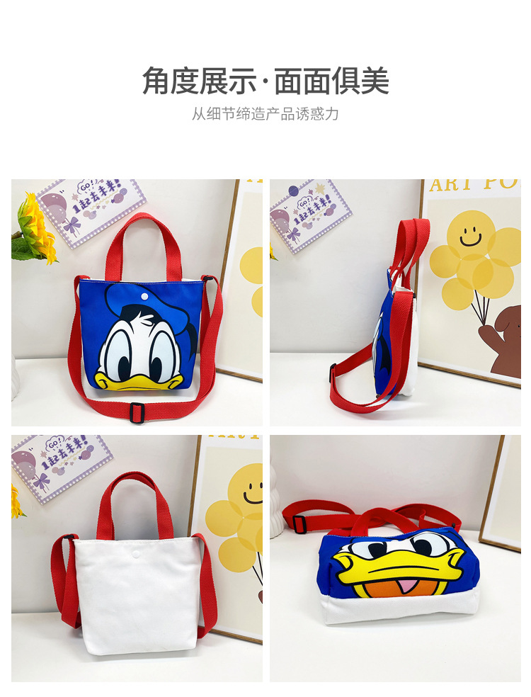 2023 Trendy and fashionable children's canvas cartoon printed crossbody bag, Korean version cute single-shoulder hand-held girls' coin purse Application Scenario