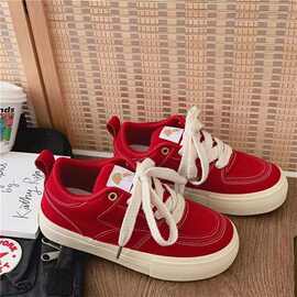 小众设计感板鞋女潮2025年新款百搭复古面包鞋厚底休闲帆布鞋