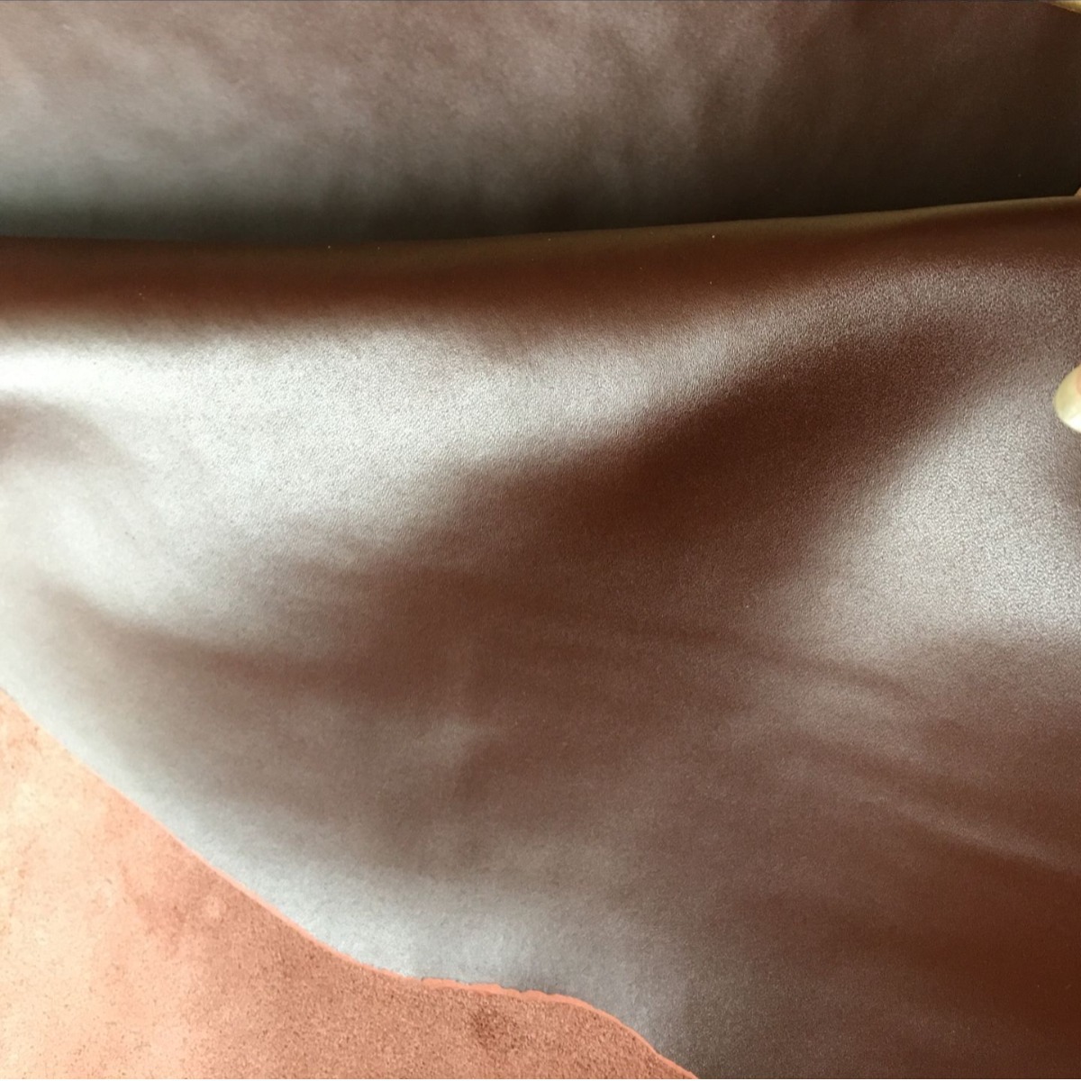 100纹 二层湿法牛皮 皮革皮料 牛皮面料 红棕色