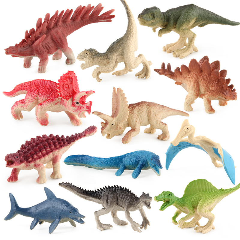Modelo de dinosaurio jurásico de simulación de tamaño pequeño Tyrannosaurus Stegosaurus sólido manicura dragón hecho a mano decoración fábrica al por mayor