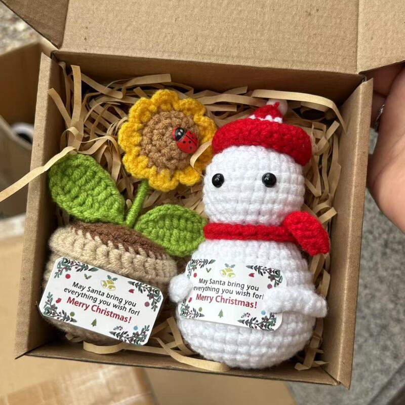 亚马逊新品毛线钩织圣诞老人玩偶手工编织圣诞树圣诞雪人节日摆件|undefined