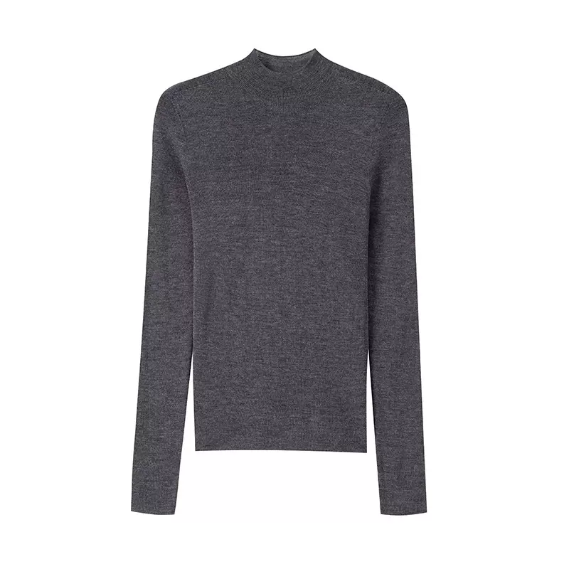 【衡嘉HJ】60支18针扬子精纺半高领长袖套头羊毛衫女修身保暖毛衣