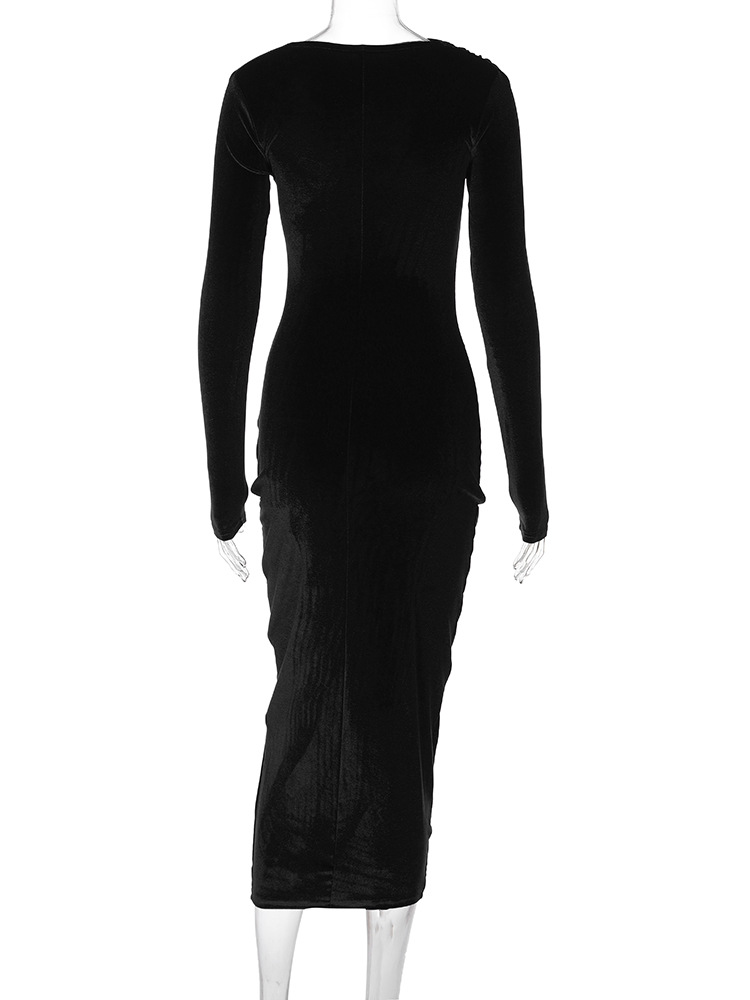 462g Weight Midi Dress Dress Length Type Long Sleeve Sleeve Length Velvet Dress Dresses Type Spandex, Polyester Fabric Type Mid Waist Waist Line Banquet, Evening Party Occasion Round Neck Neckline Slim Fit Type Solid Color Pattern Spring Season Women's Gender Elegant Style Wholesale Women's Elegant Solid Color Banquet Evening Party Round Neck Long Sleeve Velvet Dress 27
