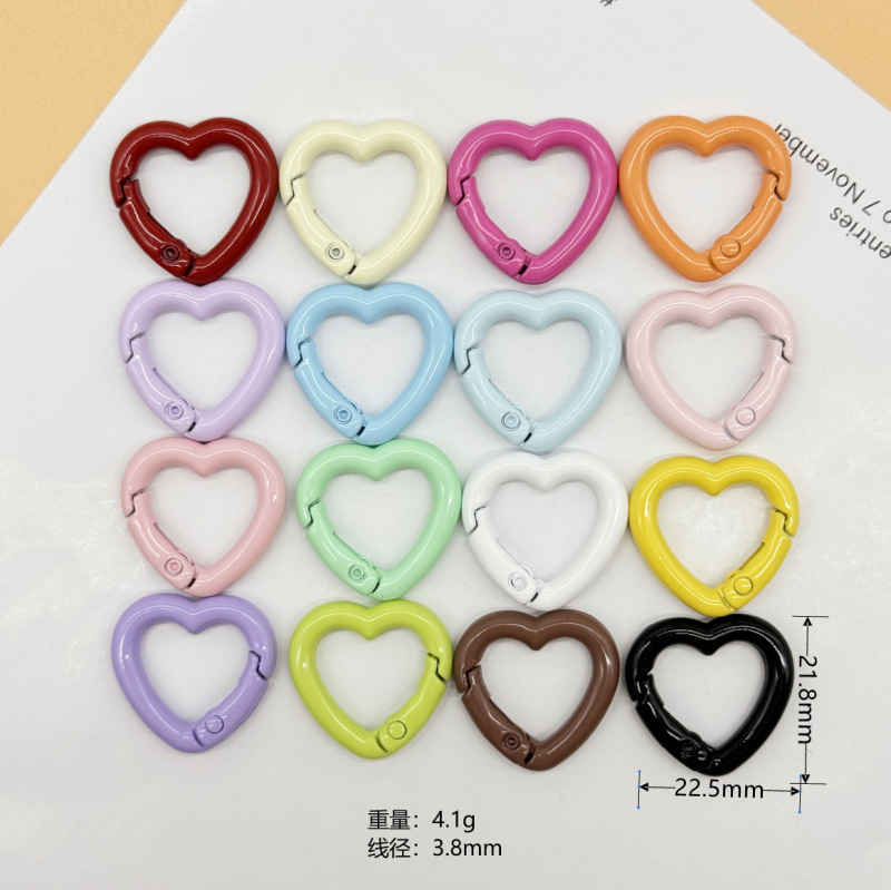 彩色烤漆弹簧扣爱心糖果色弹簧圈开口 diy饰品钥匙扣配件书圈卡圈|undefined