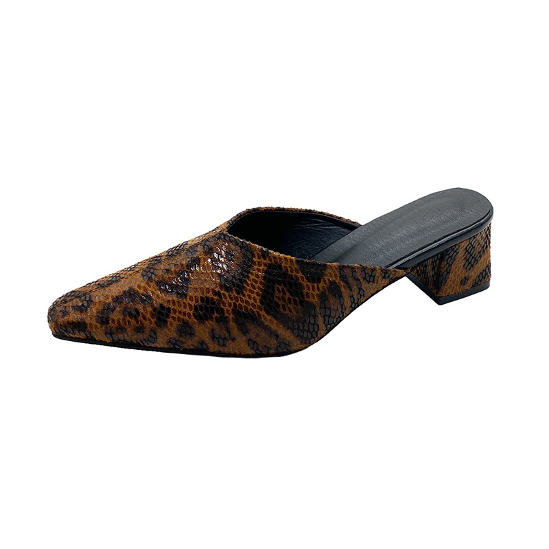 Mules de salto agulha feminino estampa de leopardo bico fino_voghion.com