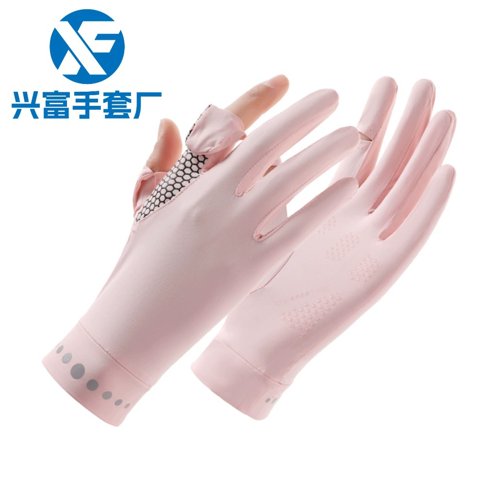 Солнцезащитные перчатки для женщин, весенне-летние тонкие анти-УФ-перчатки для езды на велосипеде на открытом воздухе, для вождения электромобиля, дышащие перчатки из ледяного шелка