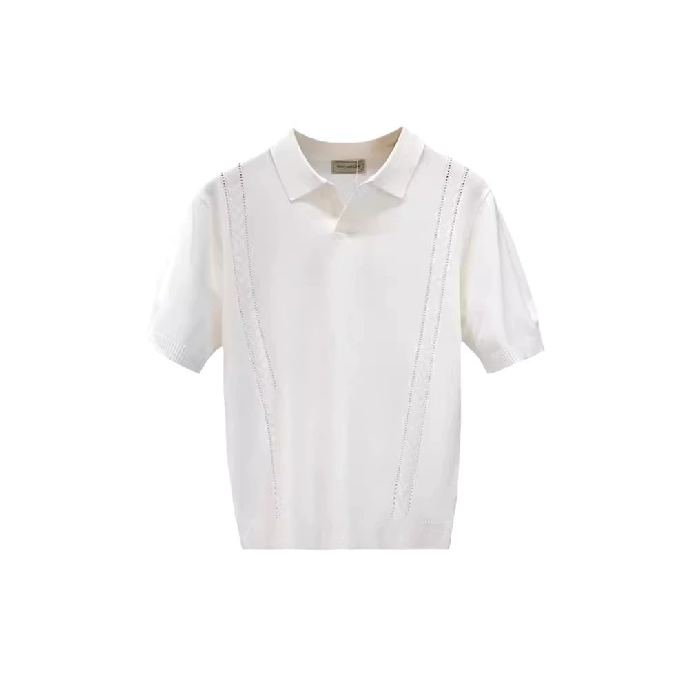 Solid summer thin T-shirt, silk polo, high collar, with short sleeve