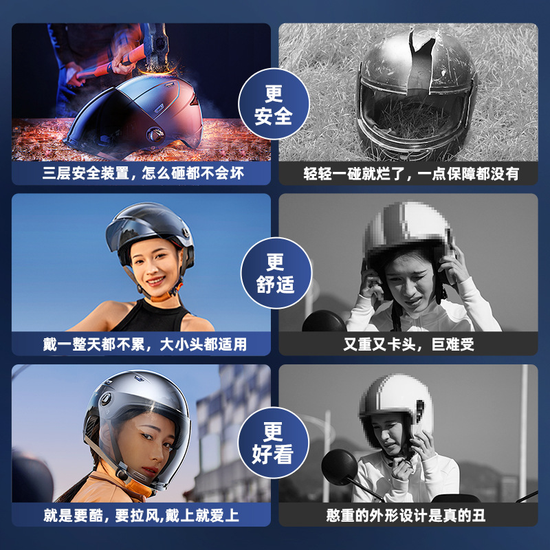 Ruitak's new 3C certified electric motorcycle safety sun protection helmet, all-season unisex half helmet