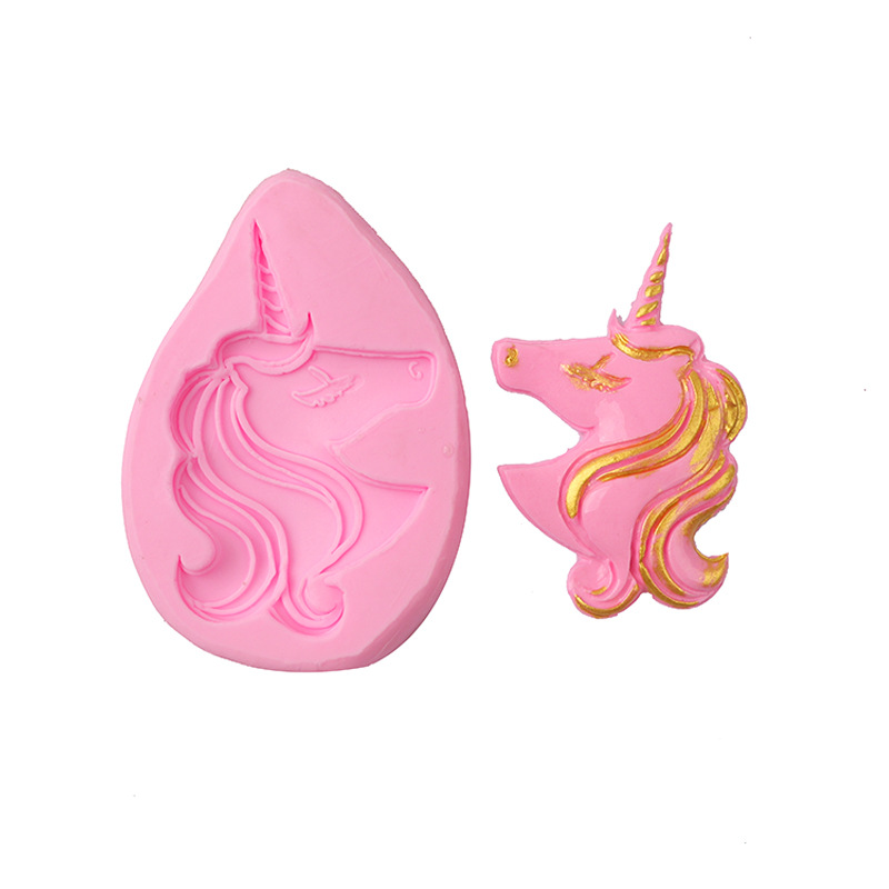 En línea celebridad 3D unicornio epoxi molde de silicona coche aromaterapia molde de yeso jabón molde para hornear