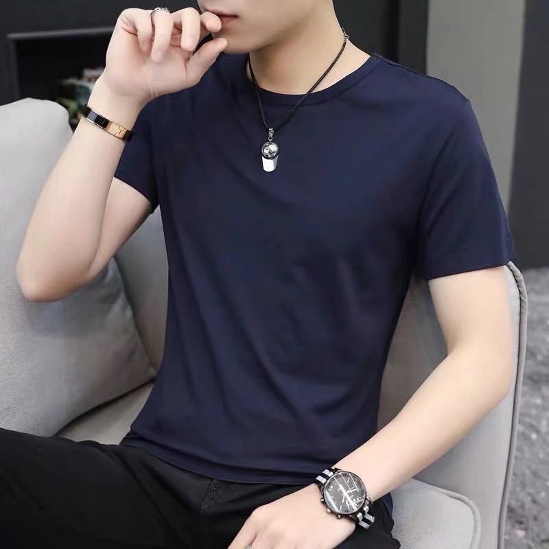 Summer Short-sleeved T-shirt Men's Solid Color Plain Color Pure Black All Black All White Simple T-shirt Pure White Top Half Sleeve