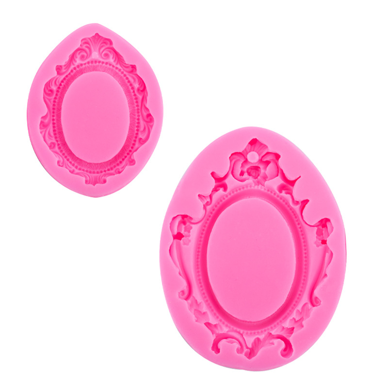 Marco de fotos de encaje en relieve de estilo europeo Marco DIY yeso piedra fragante Fondant chocolate molde de silicona para hornear