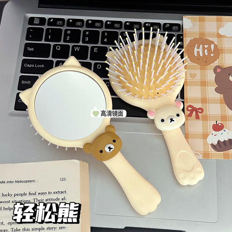 新しい漫画猫耳ツーインワンエアバッグコームかわいいポータブルミニハンドヘルドマッサージエアクッションコームミラー付き|undefined
