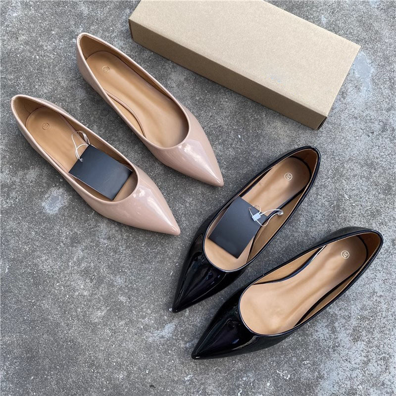 Foreign Trade Black Work Shoes Women's Flat Professional Women's Shoes Patent Leather OL Leather Shoes Flat Shoes Stewardess Four Seasons Shoes Shallow Mouth