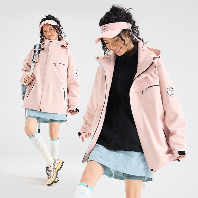 Luo Duo の女性用ジャケット、男性用スリーインワン防風、防水、暖かい 2 点セット、25 新しい小柄な登山服|undefined