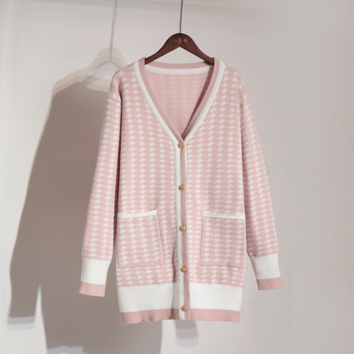 Cárdigan de pata de gallo transfronterizo estilo europeo y americano 2025, elegante suéter francés de manga larga holgado y versátil para mujer, otoño e invierno. image 7