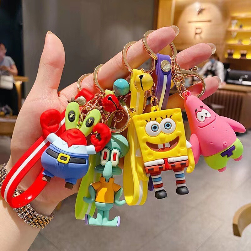 Large Spongebob Squarepants Patrick Star Squidward Keychain Bag Pendant Key Chain Ornament Cartoon Creative Keychain