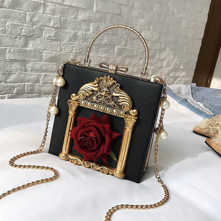 Women's Small Pu Leather Flower Streetwear Pearls Lock Clasp Shoulder Bag display picture 18