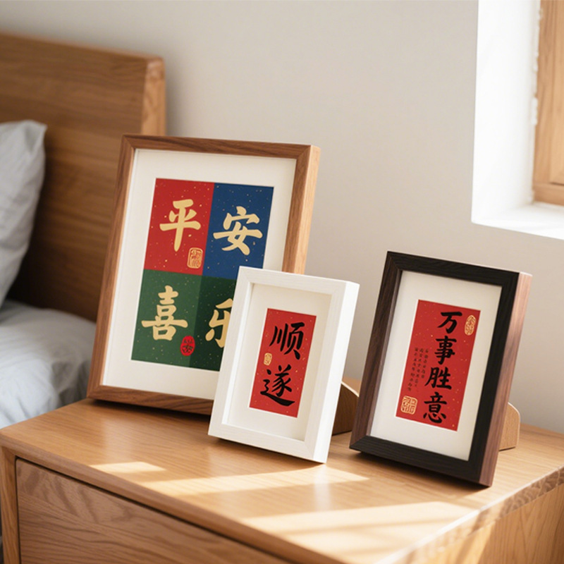 Peace and Joy New Year Calligraphy Ornaments Home Accessories Entrance Table Living Room Tv Cabinet Handwritten Calligraphy Hanging Picture Frame