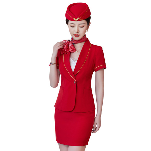 Stewardess uniform female student art exam etiquette training of drum band costumes suit flight attendant aviation school clothes