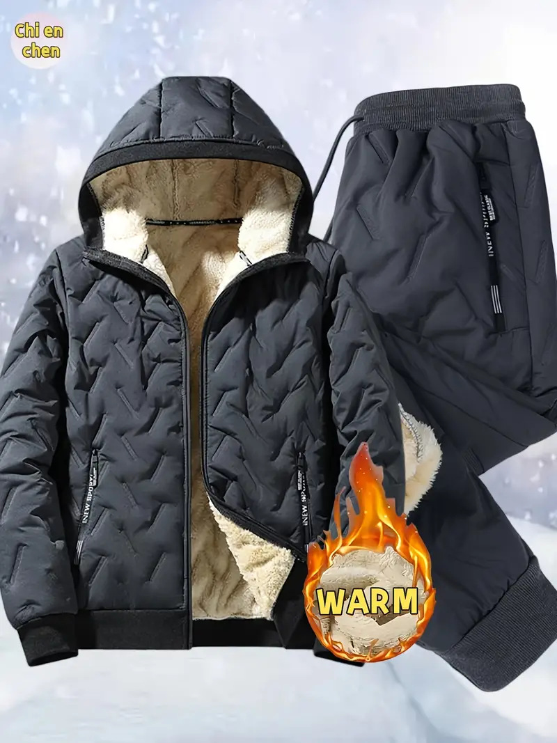 Trajes de deportes de invierno transfronterizos con terciopelo y calor, bolsillo de cremallera gruesa, diseño de cuerda de tracción para el ocio diario