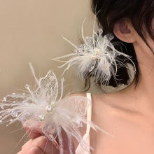 蝴蝶仙子~超仙甜美蕾丝羽毛蝴蝶发夹女氛围感甜美精致公主风发饰