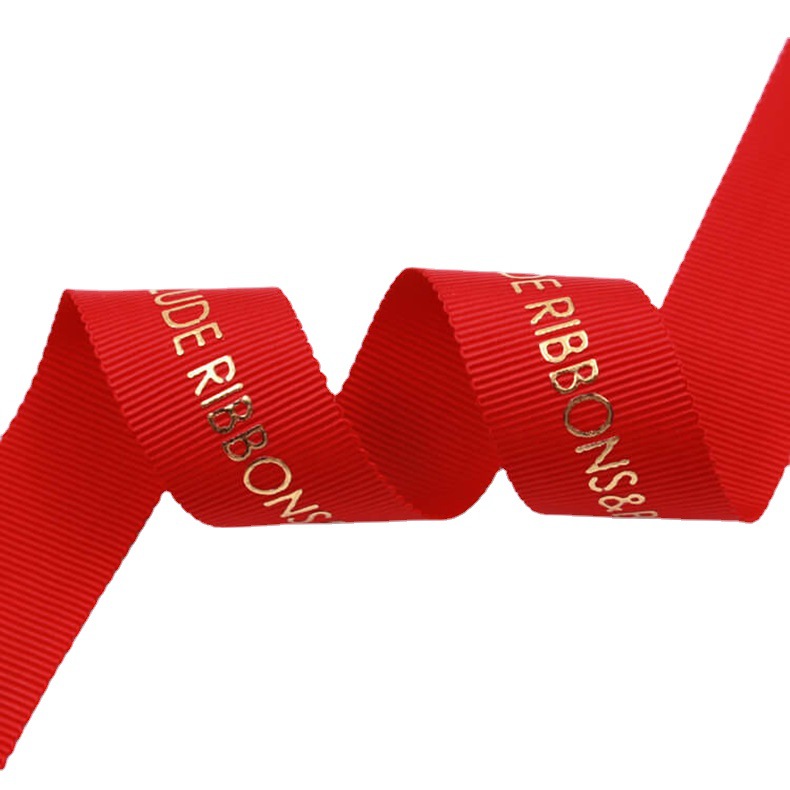 供应热固烫金烫金烫银丝带  多种工艺烫金LOGO缎带 雪纱带烫金