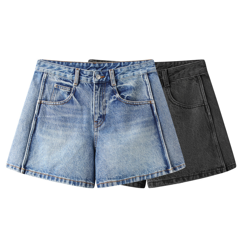 [in Stock] 2026 Summer New Retro Casual A-Line Denim Shorts for Women