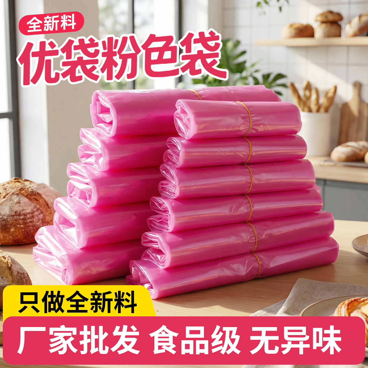 粉红色塑料袋手提马甲袋背心袋子一次性方便袋批发新料熟料袋子