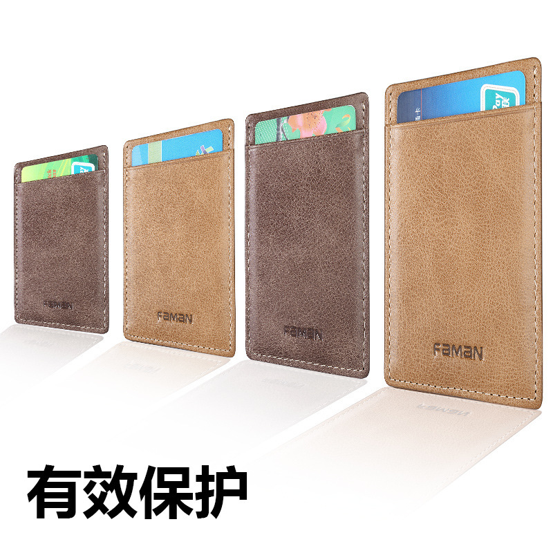 Fábrica al por mayor bolsas de tarjetas ultra delgadas de cuero para hombres bolsas de tarjetas de crédito compactas de tarjetas de autobús mini