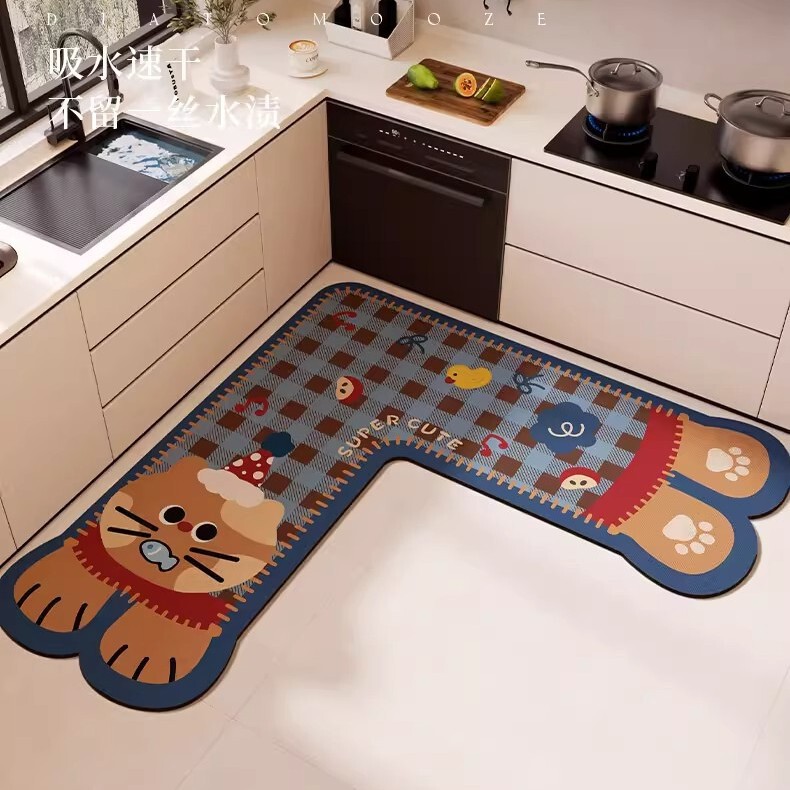Cartoon Kitchen Floor Mat, Water and Oil Absorbent Diatom Mud Soft Mat, Easy to Maintain, Non-Slip Mat for Restaurant Corners, Drop Shipping Available Cartoon Kitchen Floor Mat, Water and Oil Absorbent Diatom Mud Soft Mat, Easy to Maintain, Non-Slip Mat for Restaurant Corners, Drop Shipping Available