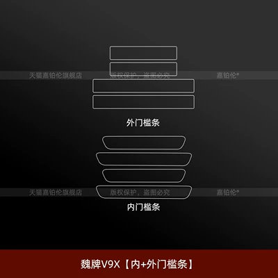 Car interior film: screen tempered film, air conditioning - weipai-v9x-inner-outer-door-sill-strips