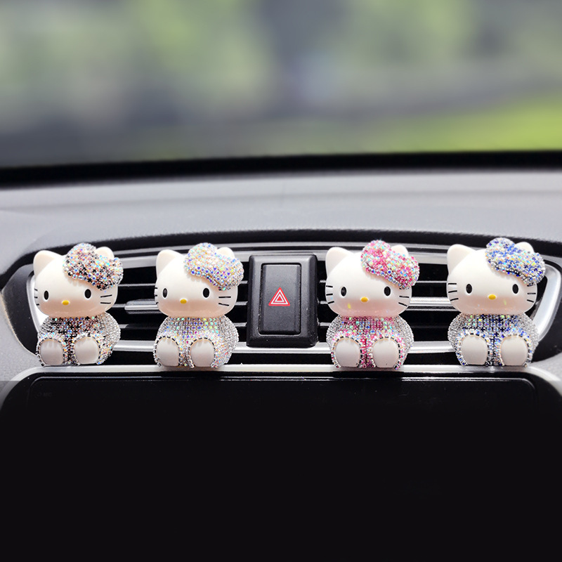 Car Perfume Ornaments Cartoon Cute Kt Air Outlet Aromatherapy Clip New Car Deodorizing Air Conditioning Mouth Decorative Supplies for Women