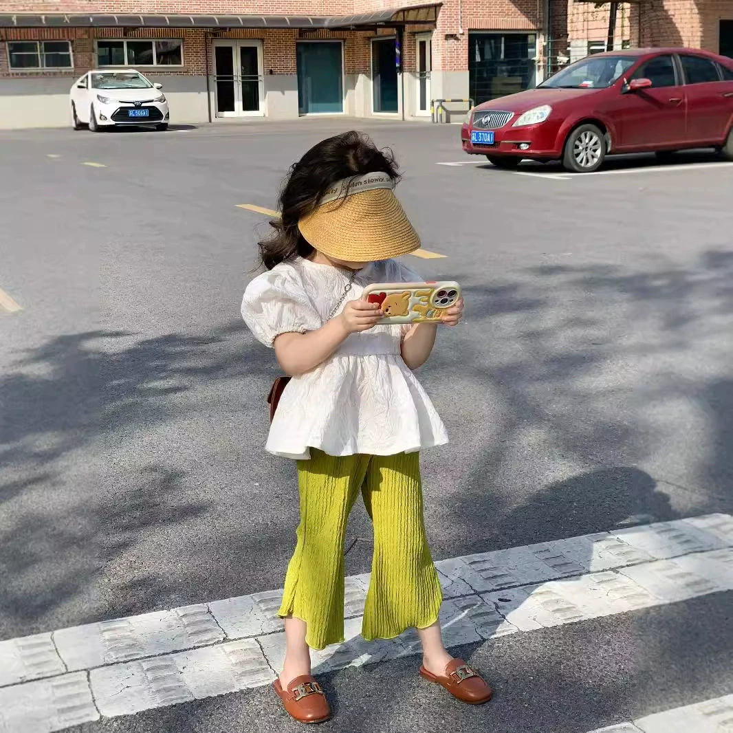 Doll, green flared trousers, set, Korean style