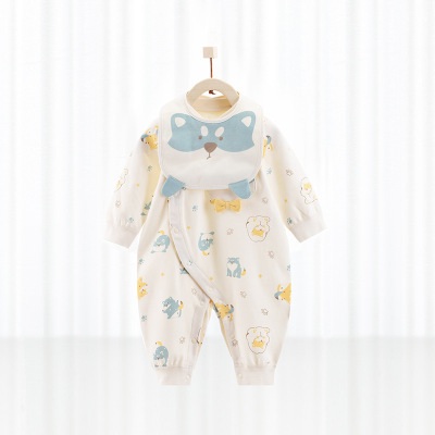 春秋新生儿纯棉长袖爬服宝宝闭哈衣婴儿连体衣服|ms