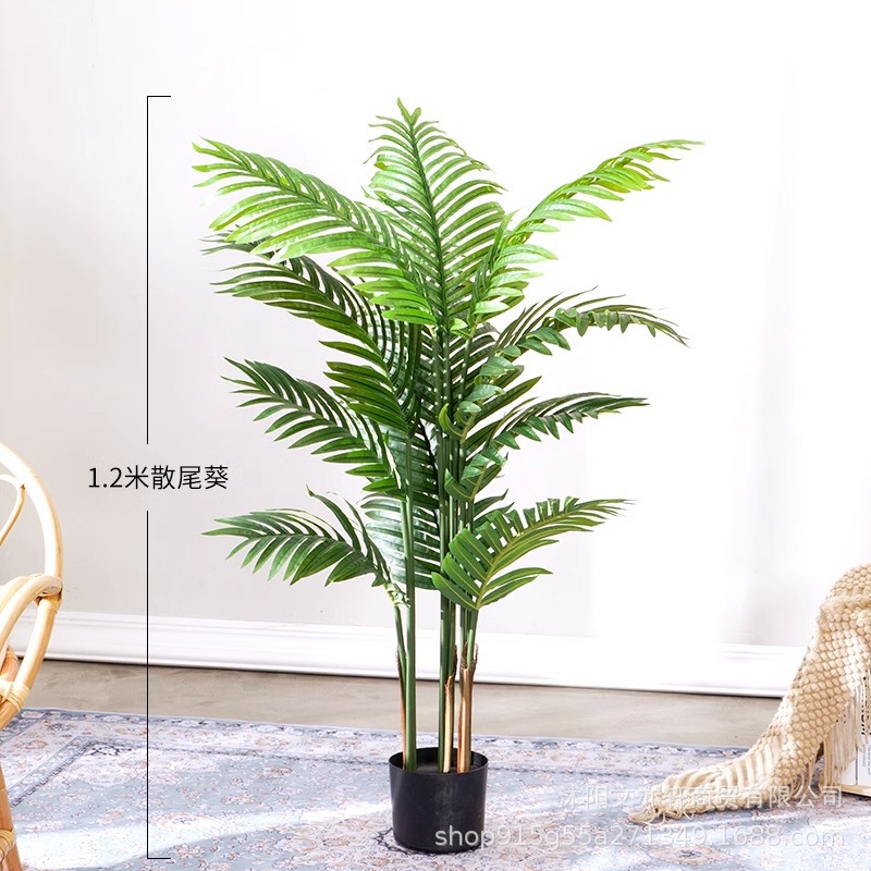Venta al por mayor grande falso planta verde piso olla sala de estar decoración interior paisaje simulación planta verde cola suelta girasol