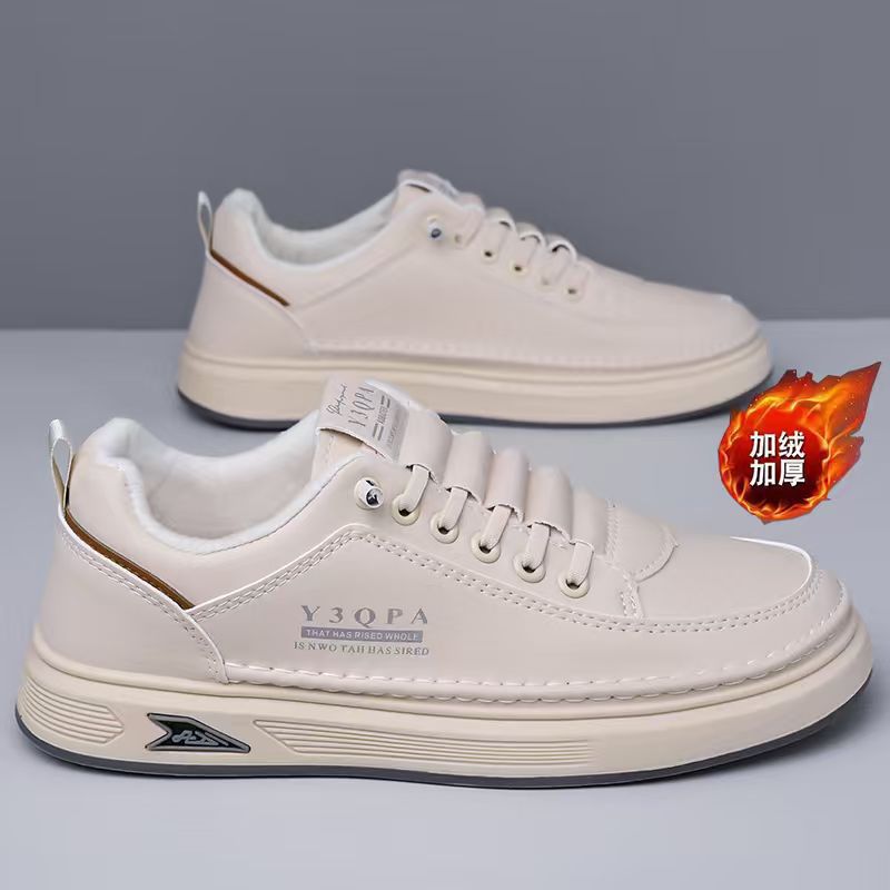 Invierno 2025 nuevos zapatos blancos zapatos de hombre zapatos de skate suaves zapatos deportivos casuales más gruesos y zapatos de skate cálidos de lana