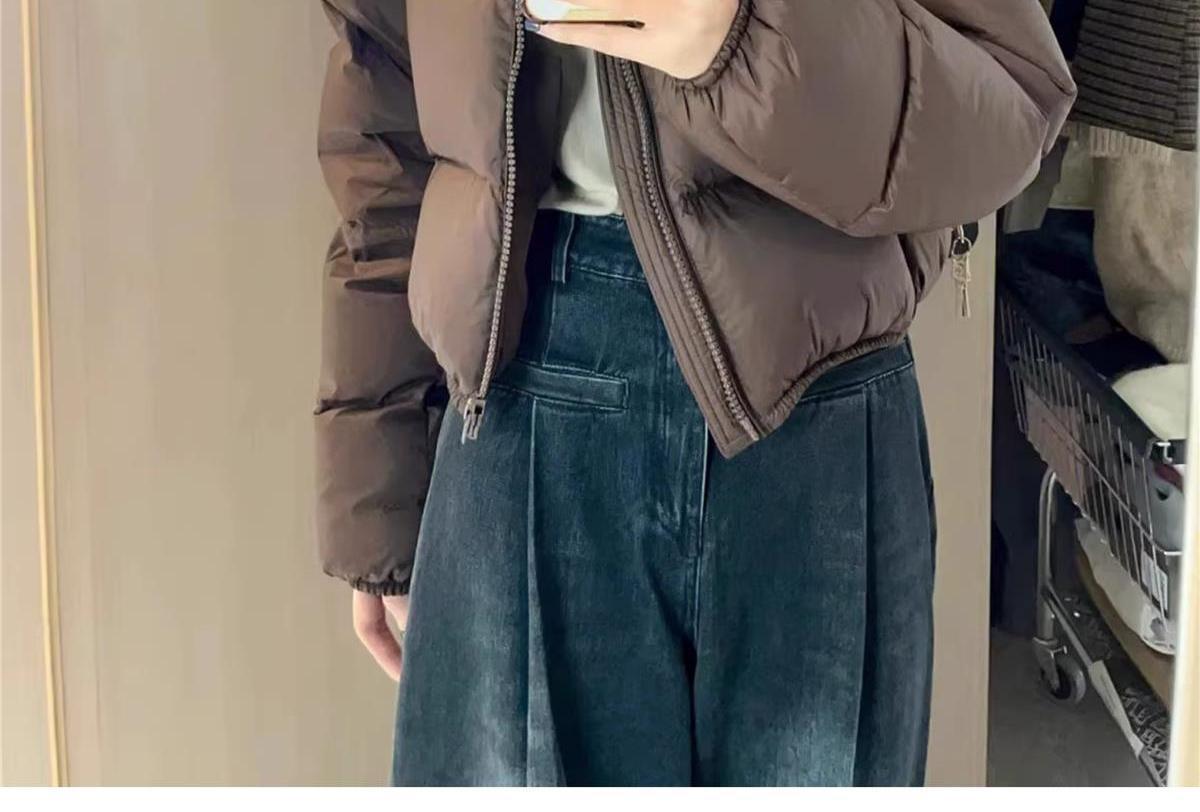 Women's Short High Waist Puffer Jacket Thickened Down Coat_voghion.com
