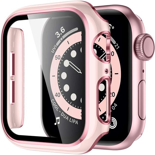 Adecuado para Apple electrochapado colgante tallado PC caso Apple Watch 7/6/SE/5/4321 Vidrio Templado