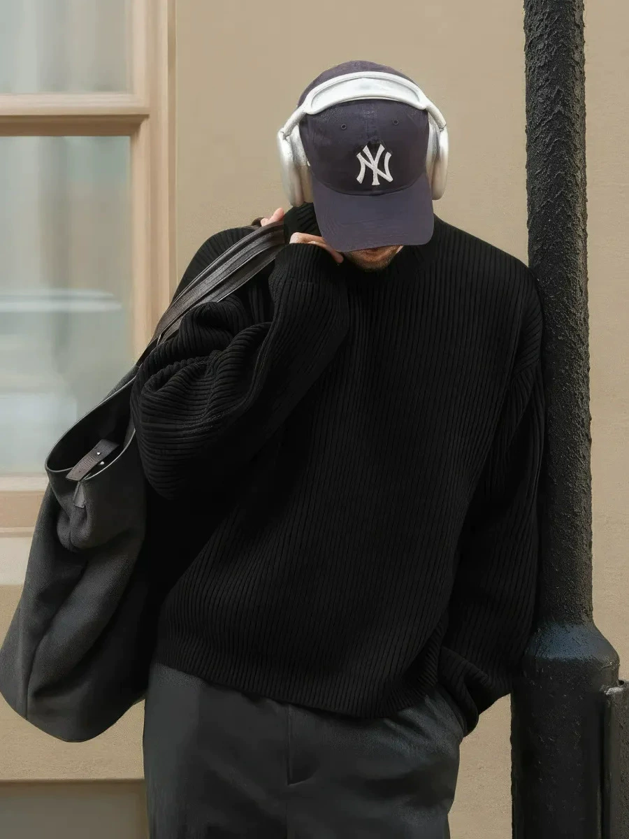 Свитер оверсайз вязаный crew neck loose knitted sweater для мужчин