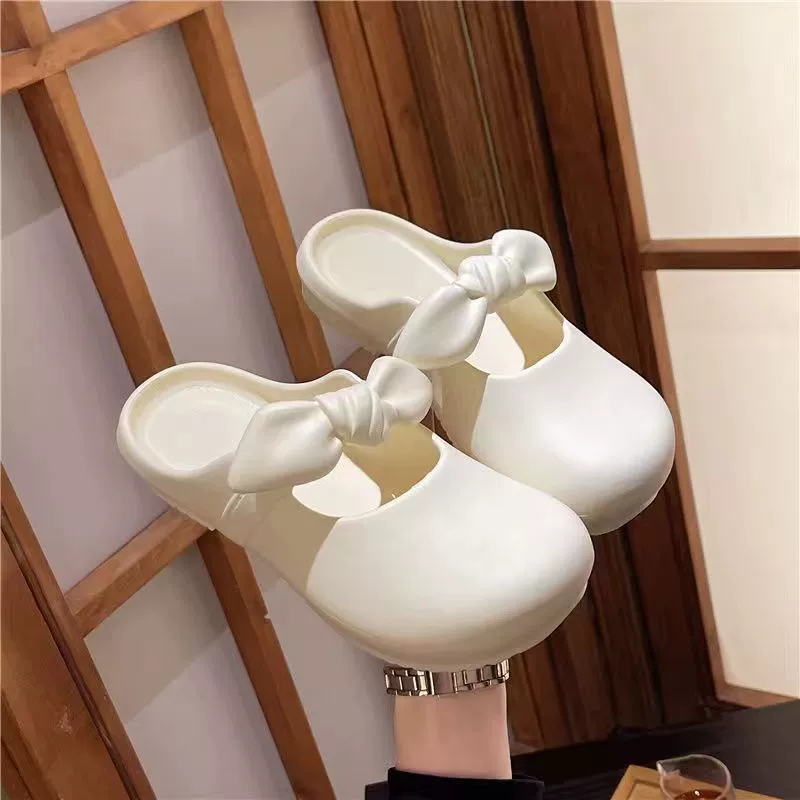 Женские летние тапочки с закрытым носком, новые универсальные модные ленивые полутапочки в Корейском стиле с мягким дном, женские уличные сандалии