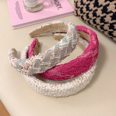 復古小香風高級感針織發箍高顱頂寬邊頭箍秋冬百搭時尚海綿發箍女