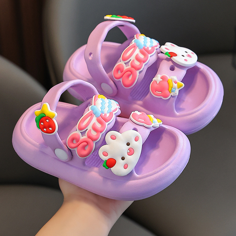 Zapatillas para niños de verano para niñas de dibujos animados de interior antideslizante bebé zapatillas para niños lindos zapatos de princesa de dos vías para niñas