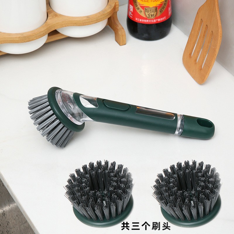 Cocina de mango largo cepillo de paneles artefacto líquido automático cepillo de paneles lavavajillas cepillo de lavavajillas doméstico alambre de acero bola limpia