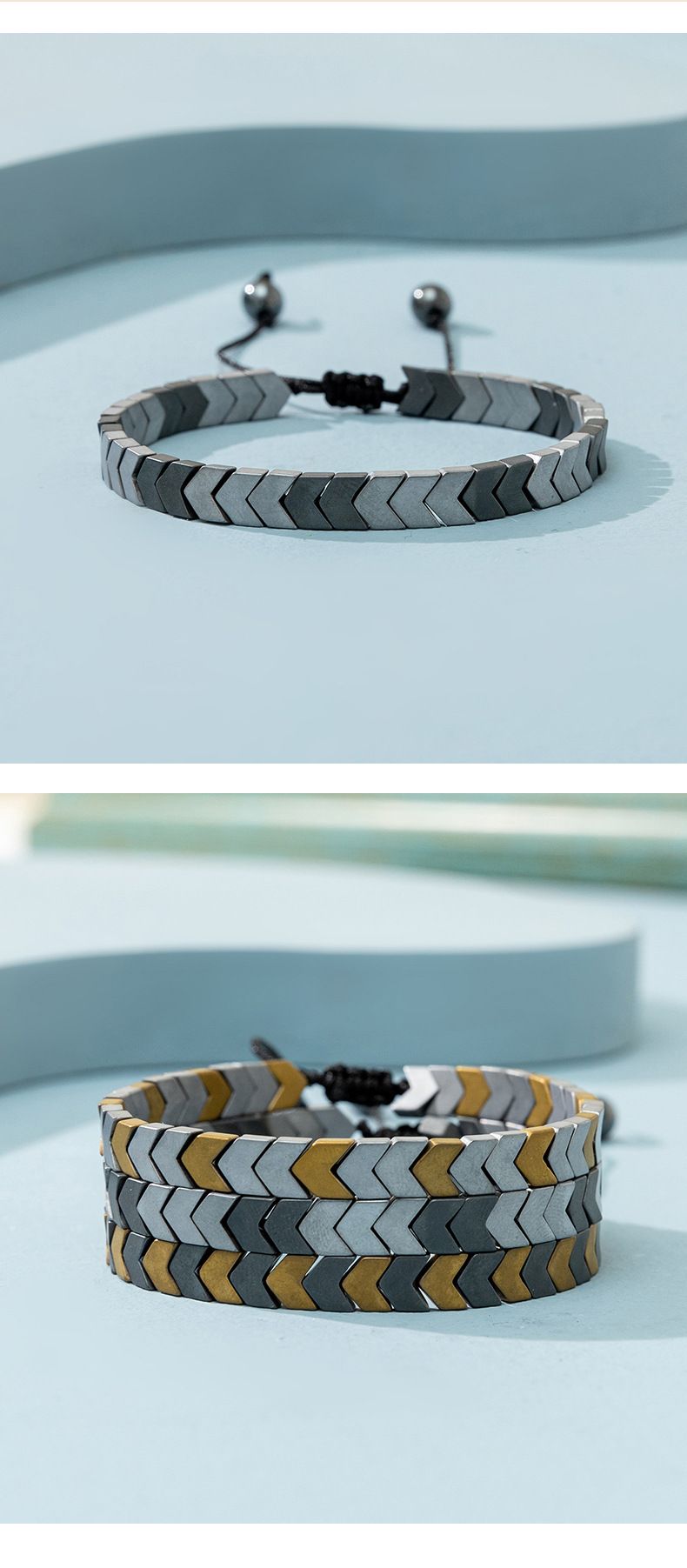 Fashion Geometric Hematite Polishing Bracelets 1 Piece