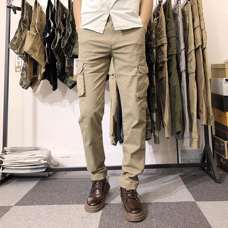Wholesale Cargo Pants Men's Slim-fit Straight Men's Casual Jogging Pants with Small Foot and Hong Kong Style Trendy Brand Pants