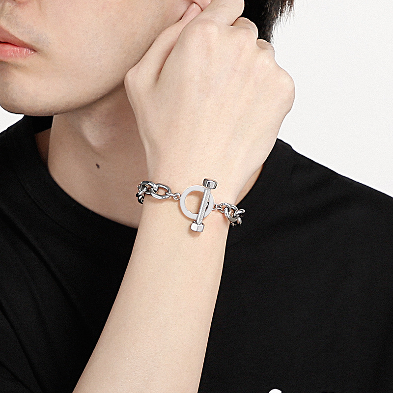 304 Stainless Steel Material Punk Classic Style Streetwear Geometric Titanium Steel Plating 18K Gold Plated Vacuum Plating Men's Bracelets Men's Chain Bracelets